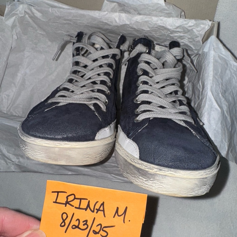 NEW! GGDB GOLDEN GOOSE Navy Suede Francy Side-Zip Sneakers size 39 New in Box! - Picture 13 of 16